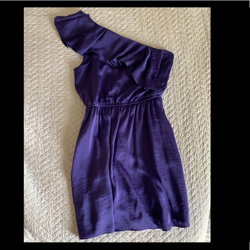 Purple off shoulder BCBG dress